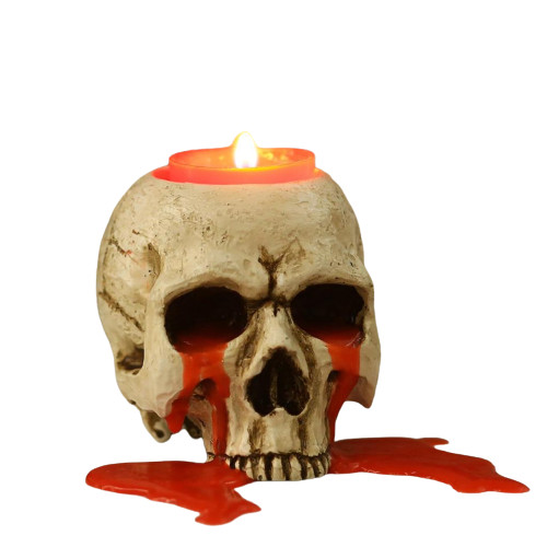 Halloween Candle Holder Vintage Gothic Resin Skull