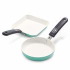 GreenLife Mini Square Grill Pan And Round Egg Pan Set