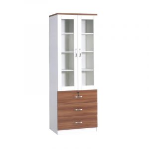 Best wooden display bookshelf with glass doors