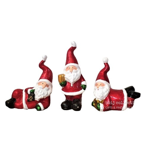 Christmas Decor Three Resting Santas Tabletop Figurines Set_1