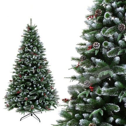 Full Flocking Hinged Pine Cone Decorated Christmas Tree_1