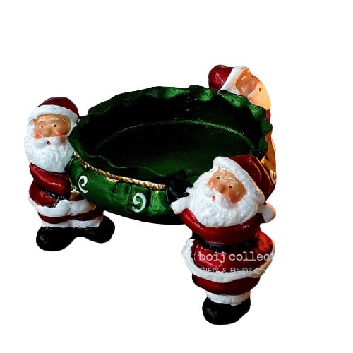 Christmas Decor Candle Holder with 3 Santa Claus_1