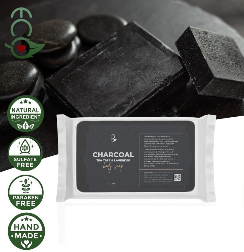 Eco Premium Detox Face and Body Bar Charcoal Organic Soap