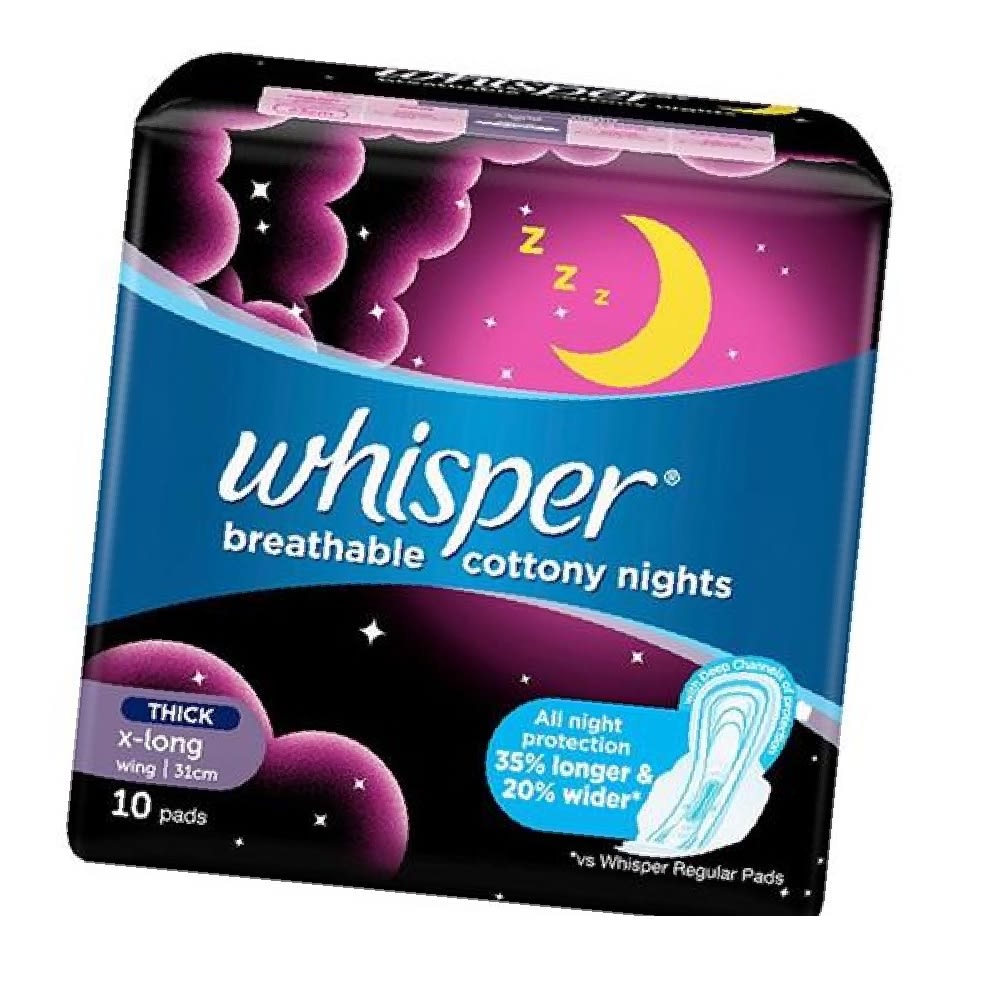Whisper Cottony Soft Night Heavy Flow Sanitary Napkin