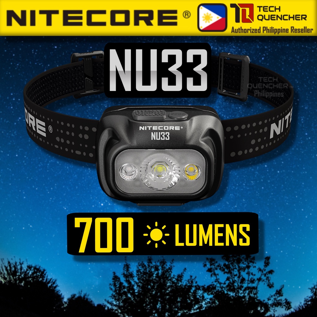 Nitecore NU33 Headlamp 700 Lumens- USB-C Rechargeable 2000mAh Battery - 3 Light Sources IP66