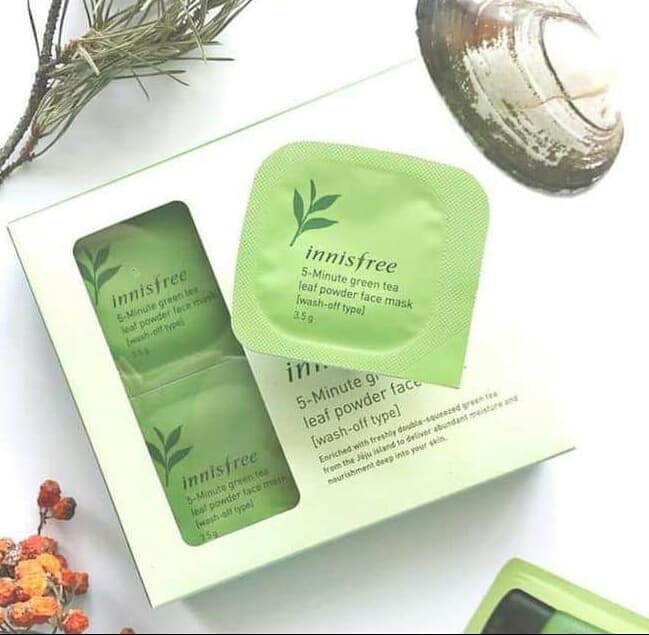 Innisfree 5 Minute Green Tea Powder Face Mask Harga & Review / Ulasan