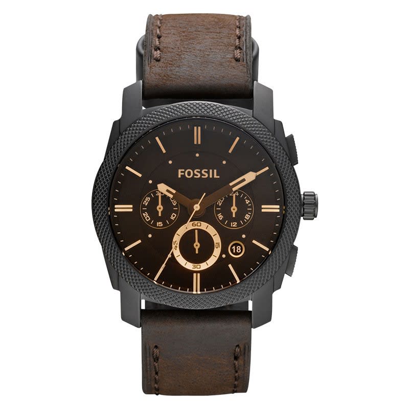 Fossil FS4656 Machine Mid Size Chronograph Brown Leather Strap Watch