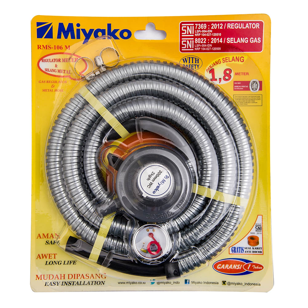 Miyako RMS-106M Gas Regulator & Metal Hose