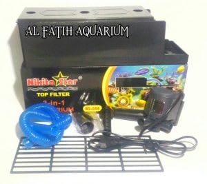 Set pompa aquarium yang lengkap dengan penggunaan filter untuk hasil bersih