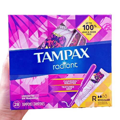 Tampax Radiant Regular Absorbency Plastic Tampons Unscented-1