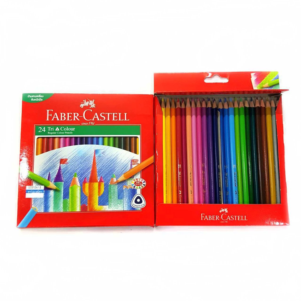 สีไม้ Faber Castell รุ่น Tri Colour 12 สีแท่งสั้น / 12 สีแท่งยาว / 24 สีแท่งยาว