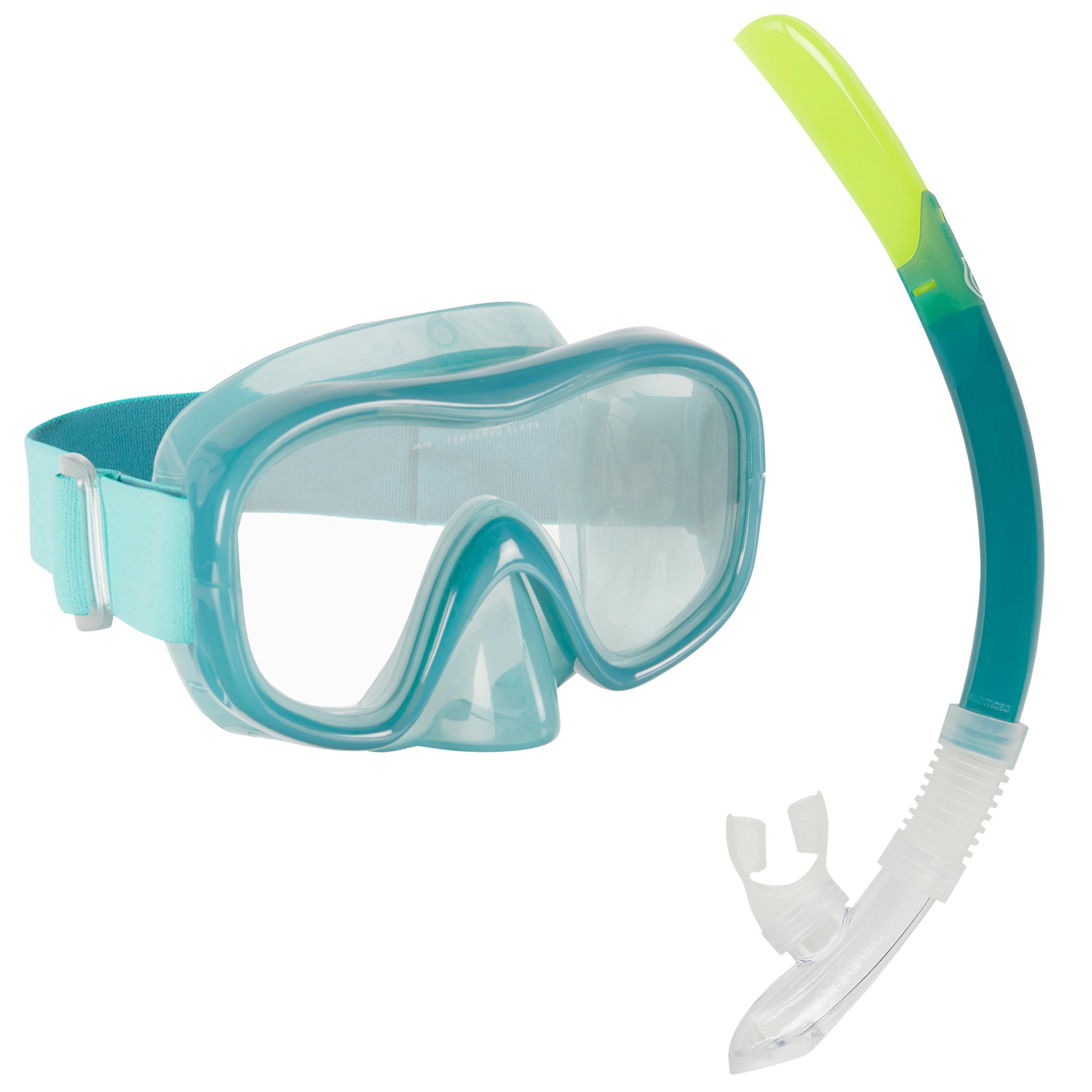 Adult’s diving snorkelling Mask and Snorkel kit SNK 520 - Peacock Blue-review-thailand