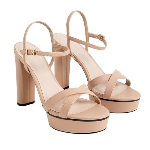 Charles & Keith Crossover Platform Sandals - Nude-review-thailand