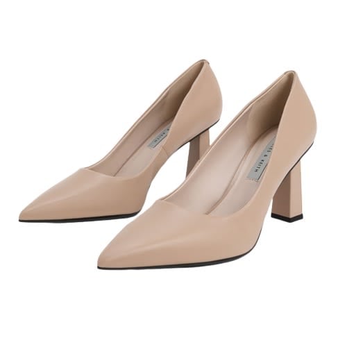 Charles & Keith Trapeze Heel Pumps - Beige-review-thailand