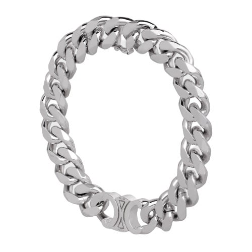Celine TRIOMPHE GOURMETTE BRACELET IN BRASS WITH RHODIUM FINISH-review-thailand