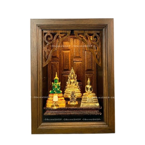 พระพุทธรูปในกล่องไม้สัก Buddha Statue Small Hand Carved Wooden Box