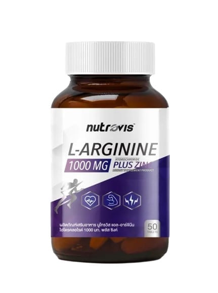 [50 เม็ด] Nutrovis L-Arginine 1000 mg plus Zinc นูโทรวิส แอล-อาร์จินีน 1000 มก.พลัสซิงค์ / SH