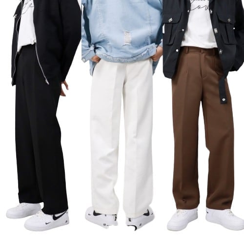 Baggy pants กางเกงสแล็คเอวสูงทรงกระบอกกลาง