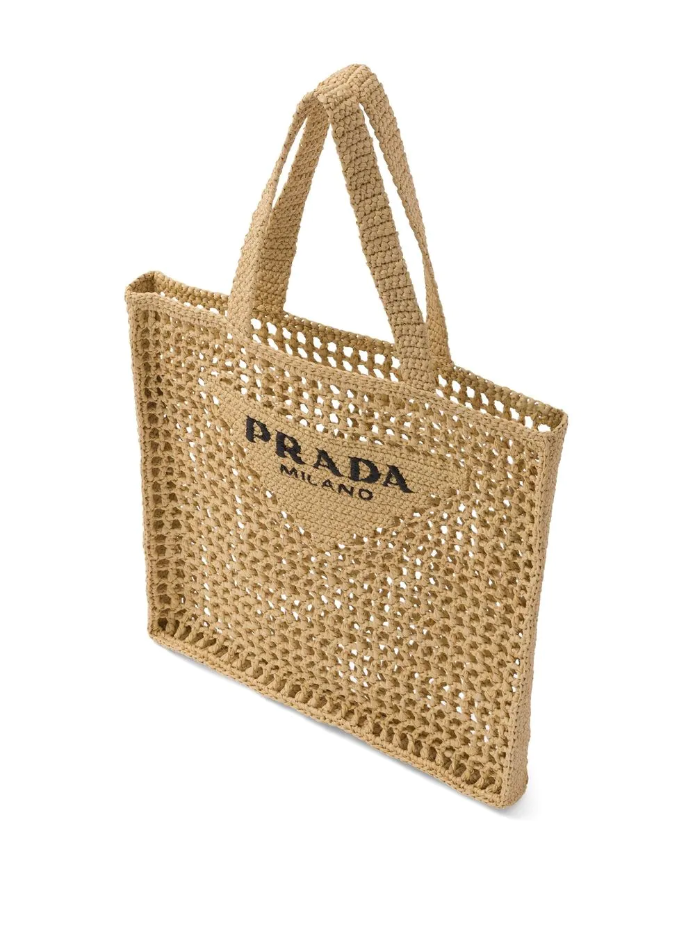 Prada - woven-logo raffia tote bag