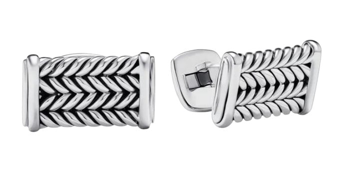 David Yurman - Chevron Cufflinks with Black Diamonds