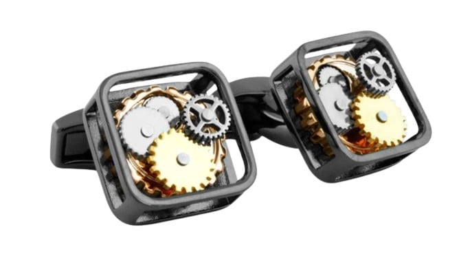 Tateossian - Black Gunmetal Plated Square Gear Cufflinks