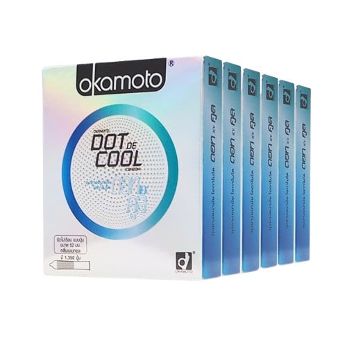 Okamoto Dot De Cool ถุงยางอนามัย แบบมีปุ่ม สูตรเย็น ขนาด 52 มม.