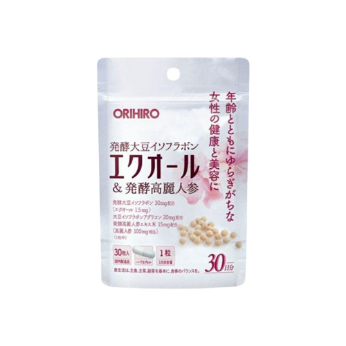 อาหารเสริมผู้หญิง Orihiro Equol & Fermented Ginseng Soy Isoflavone 30 mg