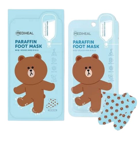 แผ่นมาส์กเท้า : Line Friends Paraffin Foot Mask