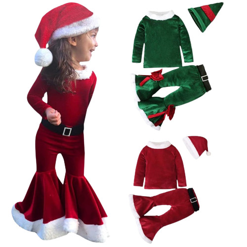 เซตชุดคริสต์มาสเด็ก เสื้อ+กางเกงขาบาน