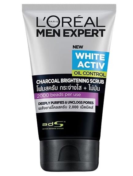 สครับผิวหน้าผู้ชาย L'Oreal Men Expert White Active Oil Control Charcoal Brightening Scrub