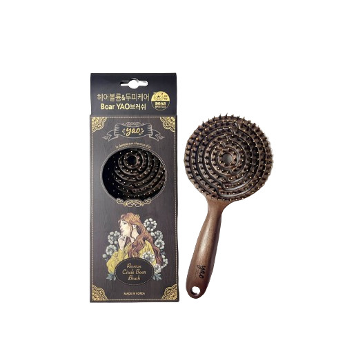 แปรงหวีผม YAO Reverse Circle Boar Brush Wooden Texture