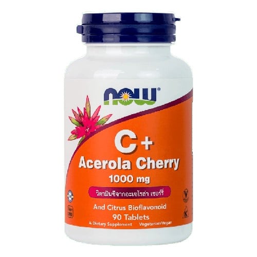 อาหารเสริมลดสิว ผิวใส Now Foods Vitamin C + Acerola Cherry