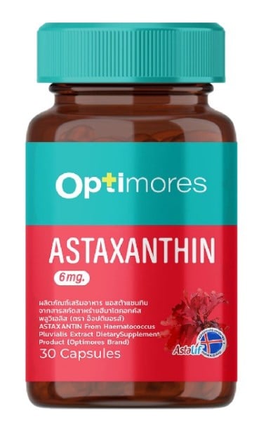 อาหารเสริมลดสิว ผิวขาว Optimores Astaxanthin 6 mg