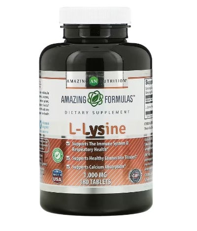 อาหารเสริม L-Lysine ยี่ห้อ Amazing Nutrition ขนาด 1000 mg