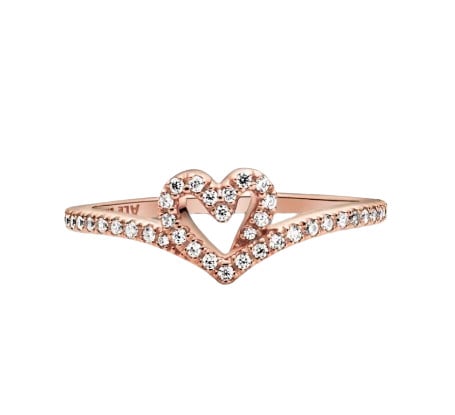 แหวน Pandora Sparkling Wishbone Heart Ring