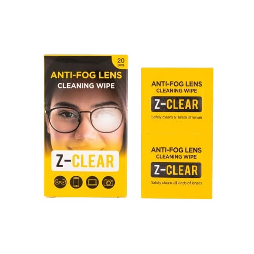 กระดาษเช็ดแว่น Z-CLEAR ANTI-FOG LENS CLEANING WIPES 20'P