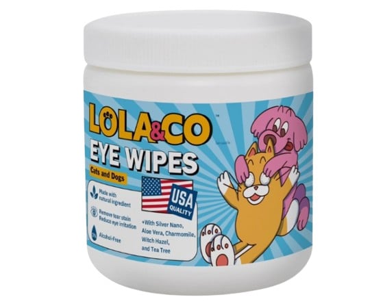 แผ่นเปียกเช็ดทำความสะอาดรอบตาสัตว์เลี้ยง Lola&Co Eye Wipes