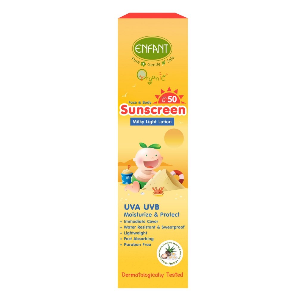 ครีมกันแดดทาตัวสำหรับเด็ก Enfant Organic Plus Face & Body Sunscreen Milky Lotion SPF 50 PA+++