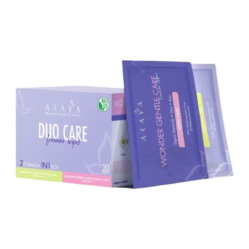 ทิชชู่เปียกสำหรับจุดซ่อนเร้น ARAYA DUO CARE Feminine Wipes