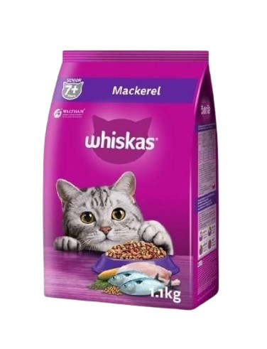 อาหารแมว Whiskas ชนิดแห้ง แบบเม็ด สูตรซีเนียร์ รสปลาทู