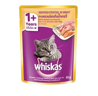 อาหารแมว Whiskas ชนิดเปียก แบบเพาซ์ รสทะเลรวมมิตร