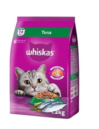 อาหารแมว Whiskas ชนิดแห้ง แบบเม็ด พ็อกเกต สูตรแมวโต รสปลาทูน่า