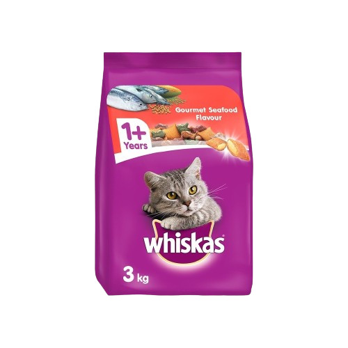 อาหารแมว Whiskas อาหารแมวชนิดแห้ง แบบเม็ด พ็อกเกต สูตรแมวโต รสโกเม่ซีฟู้ด