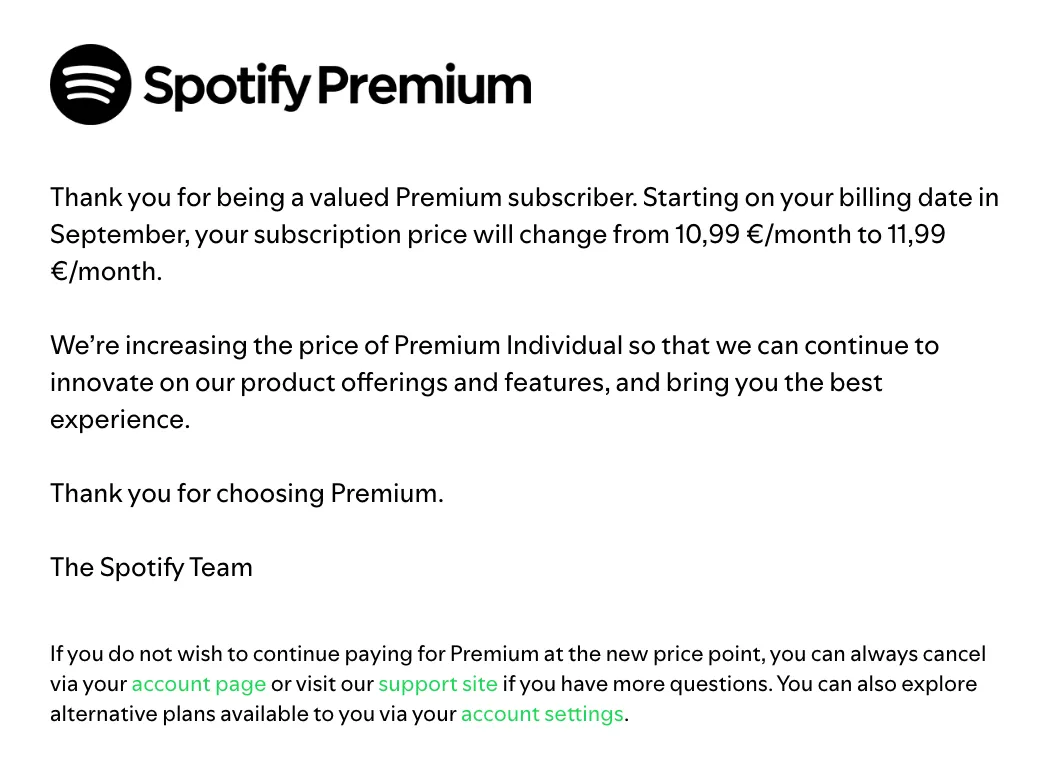 Spotify ปรับราคา Premium หลายประเทศ เริ่มมีผลเดือนหน้า