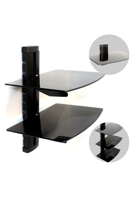 M&W Tempered Black Glass Floating Shelf-1