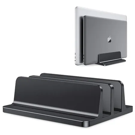 Vertical Laptop Stand, Double Desktop Stand Holder with Adjustable Dock