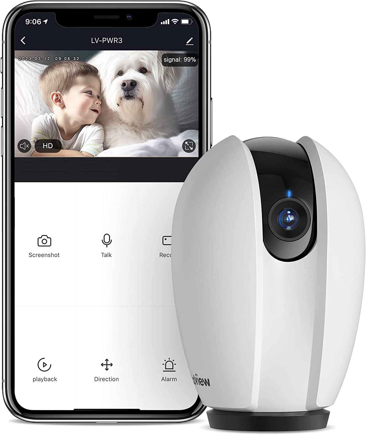 360° Auto Patrol Indoor Home Wi-Fi 1080P Pan-Tilt-Zoom Wi-Fi Camera with Night Vision, Two-Way Audio and Motion Detection, Home Baby Monitor