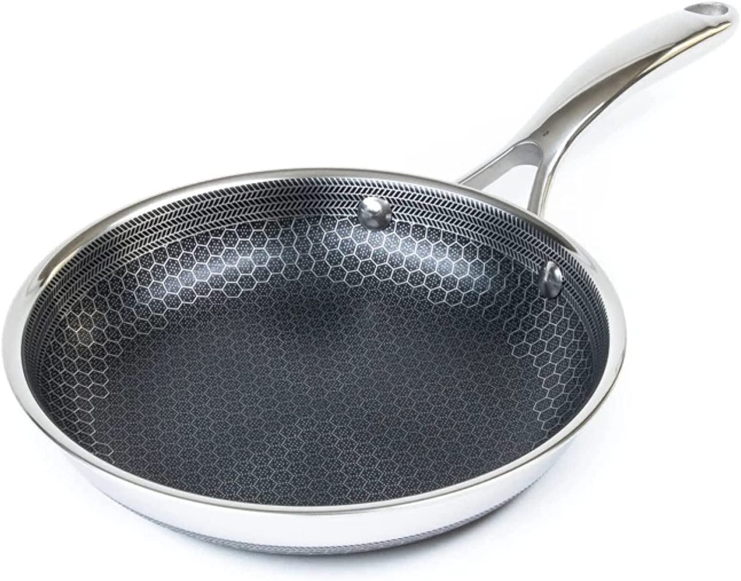 HexClad 8 Inch Hybrid Stainless Steel Frying Pan with Stay-Cool Handle