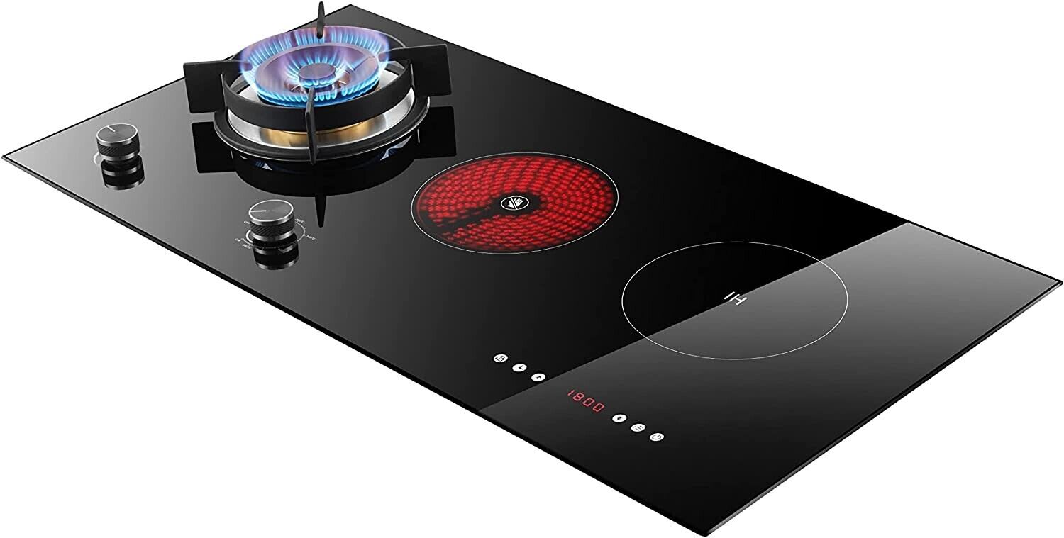 AhaTech 90cm Induction Glass Gas Cooktop Stove_1