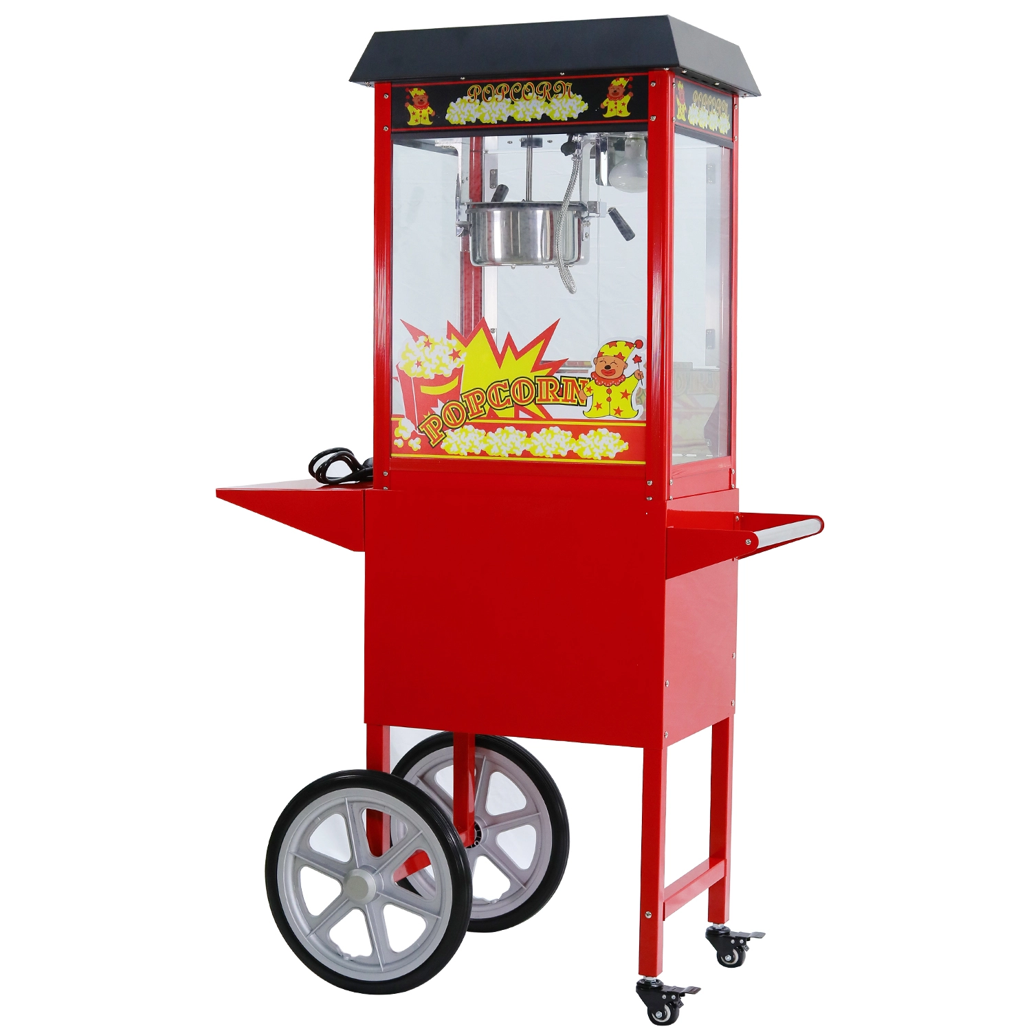 8Oz Popcorn Machine Maker on the wheeled Cart Deck Warmer